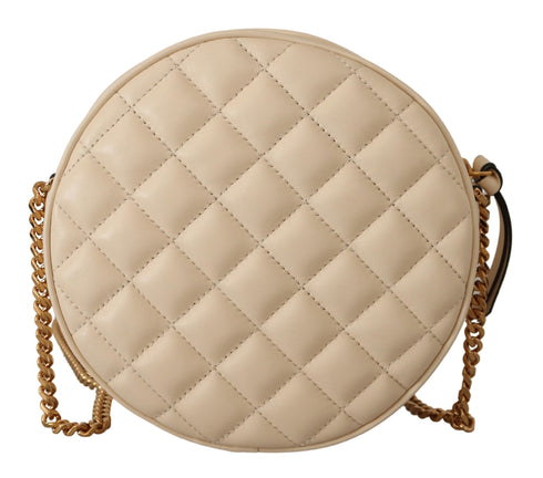 Versace White Nappa Leather Medusa Round Shoulder Bag